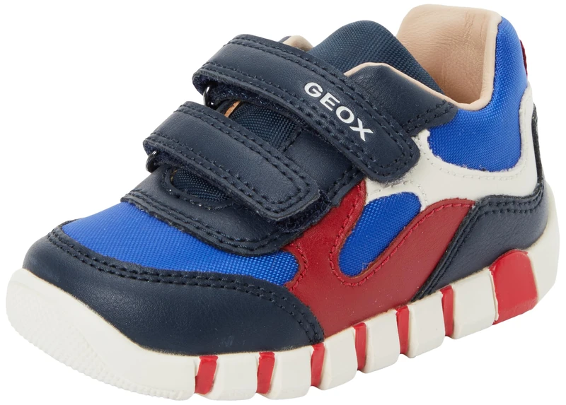Geox Baby B IUPIDOO BOY First Walker Shoe, Navy/RED, 3 UK Child