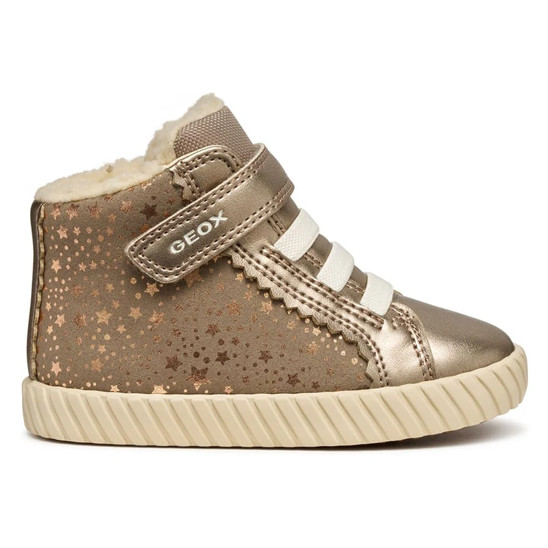 Geox Baby B MIRROLESS Girl Sneaker, Dark Beige, 7 UK Child