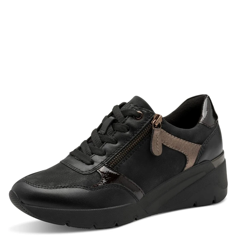Jana Women’s Wedge Sneakers with Zip Vegan, Black, 7,5 UK