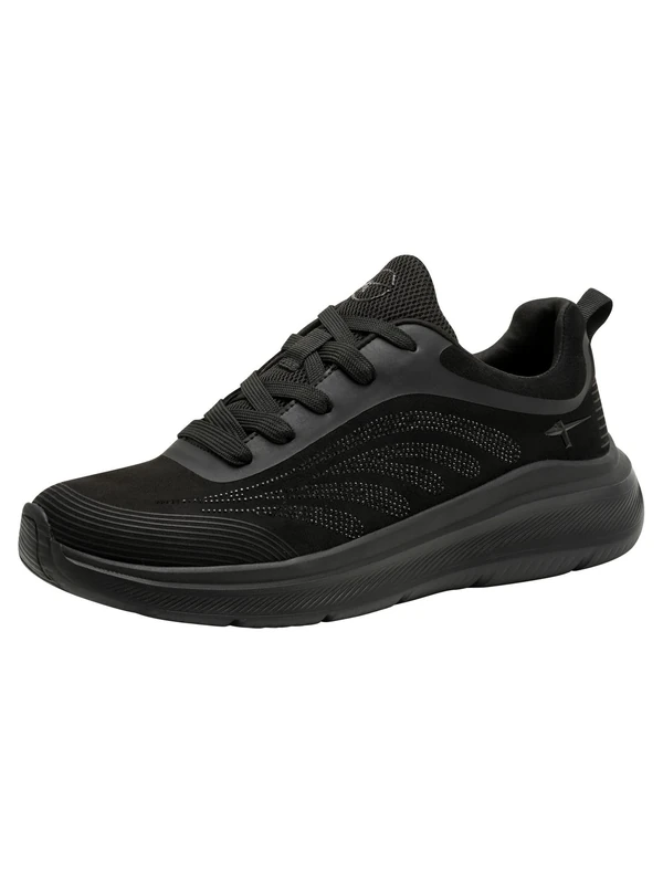 Tamaris Comfort Women’s Flat Sneakers Sporty Vegan, Black Glitter, 3,5 UK