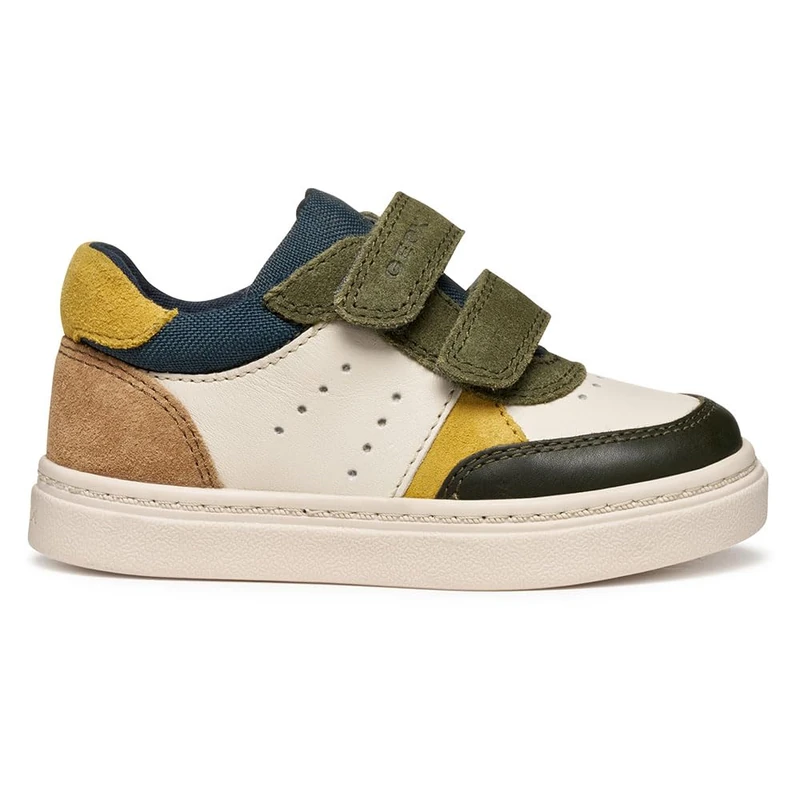 Geox Baby B NASHIK BOY Sneaker, LT Ivory/DK Green, 6 UK Child