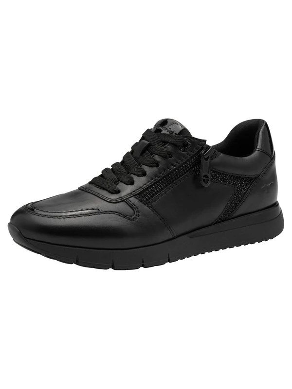 Tamaris Comfort Women’s Round Sneakers with Zip, Black, 7,5 UK