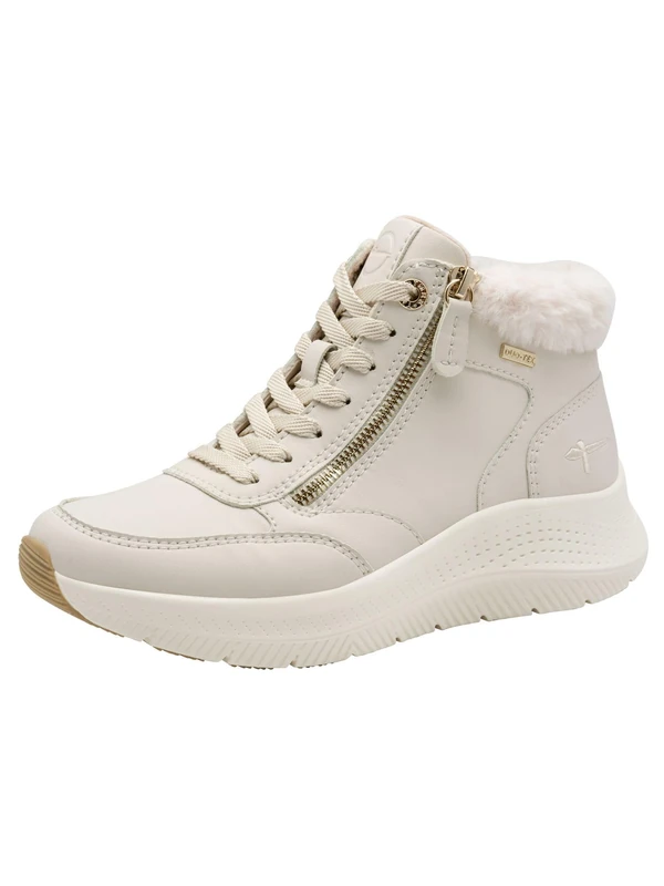 Tamaris Comfort Women’s High Sneakers with Zip Faux Fur, Ivory, 5 UK - Image 1