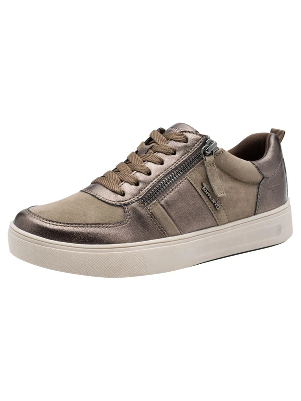 Tamaris Comfort Women’s Flat Sneakers with Zip Casual, Pewter Comb, 5 UK