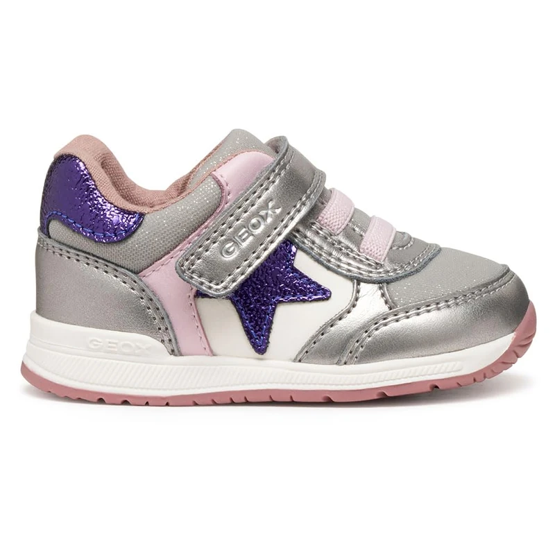Geox Baby B Rishon Girl First Steps Dk Silver/Purple, 18 EU