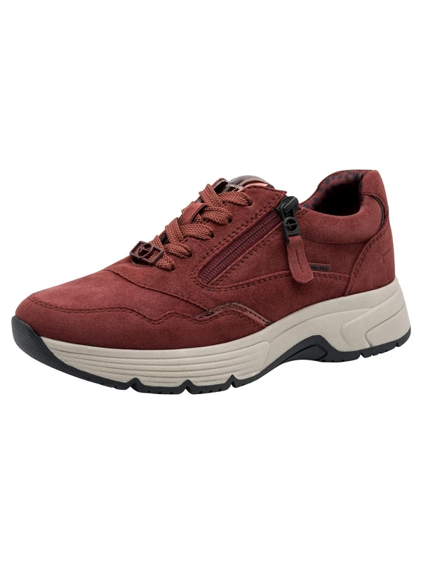 Tamaris Comfort Women’s Flat Sneakers with Zip Water-Repellent, Bordeaux, 8 UK - Image 1