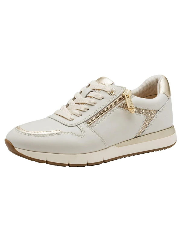 Tamaris Comfort Women’s Round Sneakers with Zip, Offwhite, 8 UK