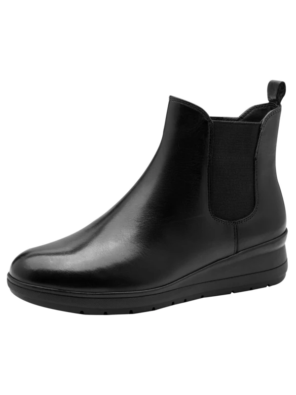 Jana Leather Women’s Ankle Boots Classic Round, Black, 5 UK