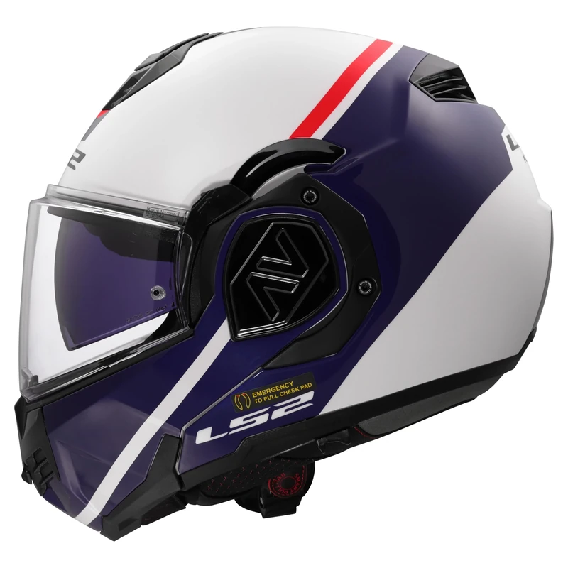 LS2, Modular Motorcycle Helmet ADVANT SWIPE Gloss White Blue, XXL