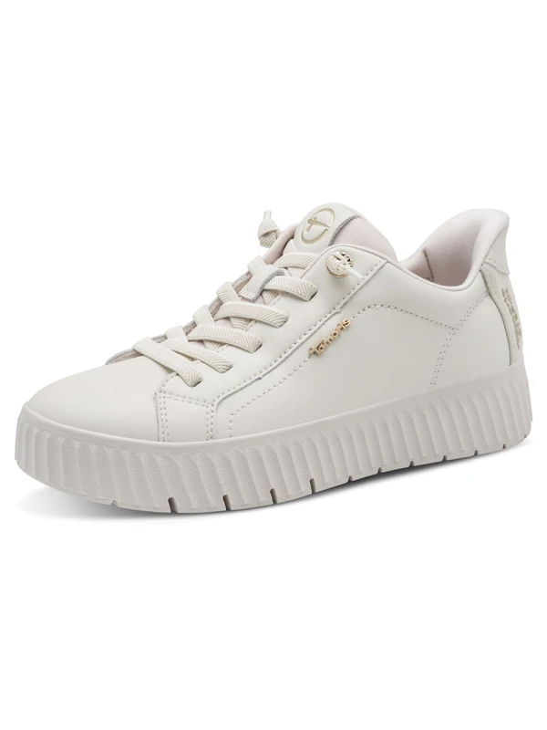 Tamaris Comfort Women’s Step-In Leather Flat Sneakers Slip-On Wide Fit, Offwhite, 7,5 UK