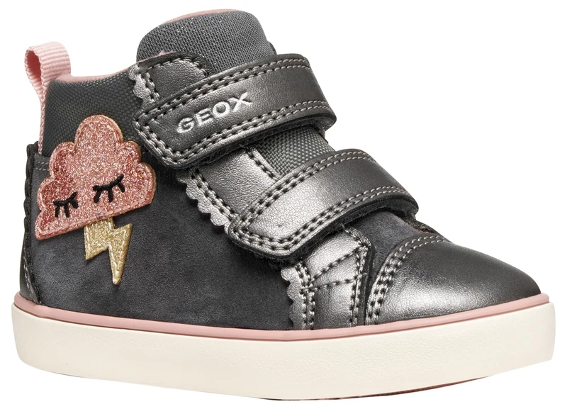 Geox Baby B GISLI Girl Sneaker, Dark Grey, 5 UK Child