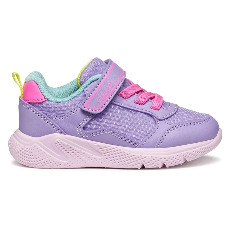 Geox Boy's B SPRINTYE Girl Sneaker, DK Lilac/Fluo FUCHSI, 9 UK Child