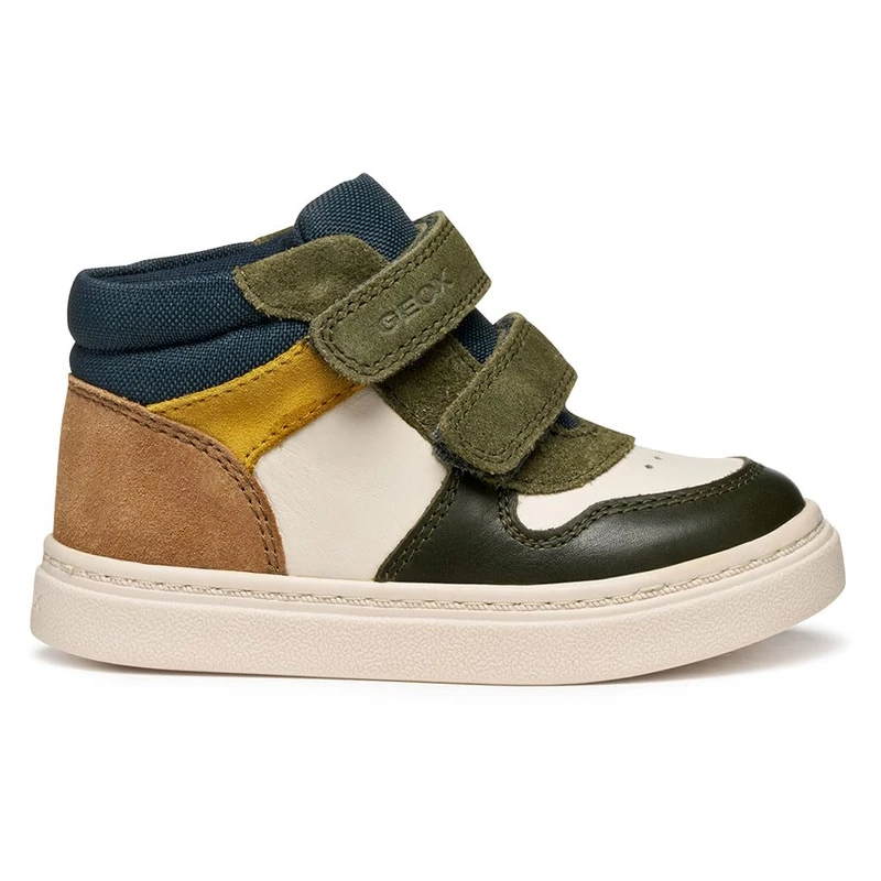 Geox Baby B Nashik Boy Sneakers Lt Ivory/Dk Green, 26 EU