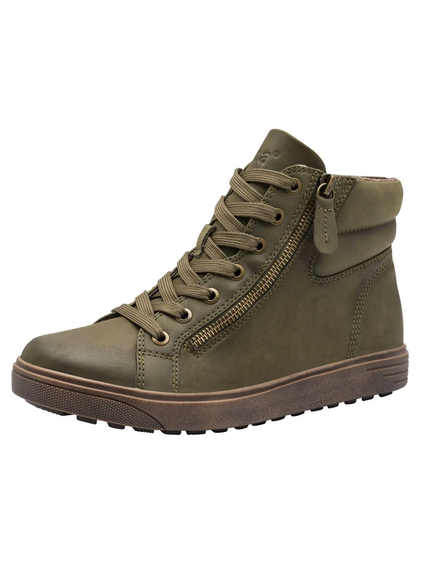 Jana Women’s High Sneakers with Zip Vegan, Khaki, 7,5 UK