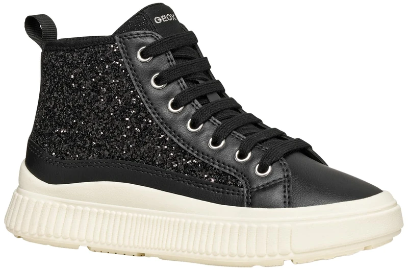 Geox Junior J Laquinny Girl Sneakers, Black, 39 EU