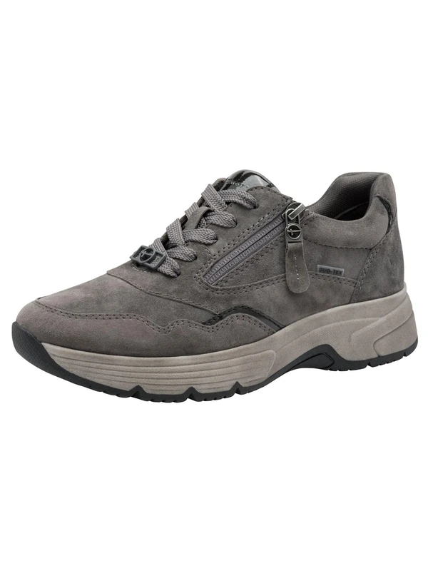 Tamaris Comfort Women’s Flat Sneakers with Zip Water-Repellent, Anthracite, 4 UK