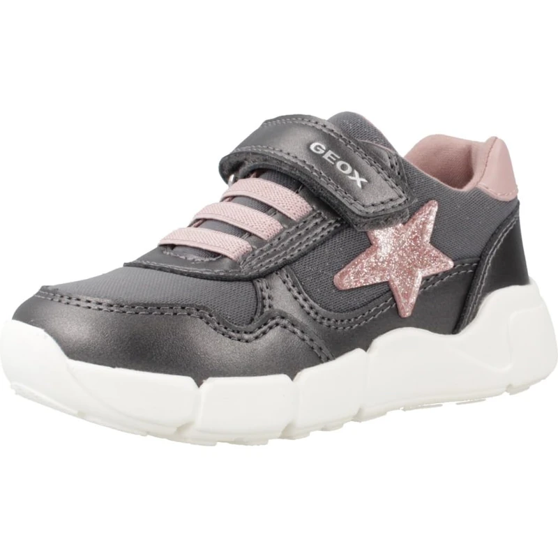 Geox Baby B FLEXYPER MINI Girl Sneaker, DK Grey/LT Rose, 7 UK Child
