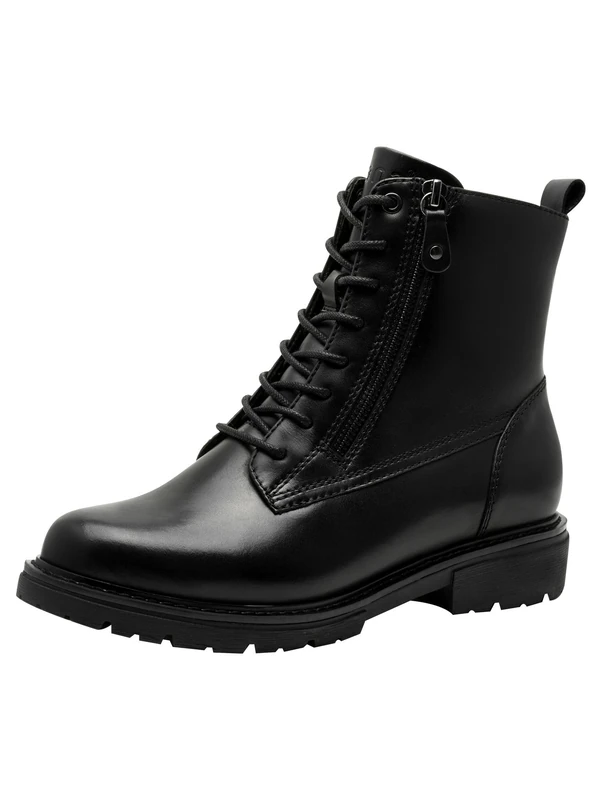 Jana Leather Women’s Lace-Up Ankle Boots with Zip, Black, 8 UK