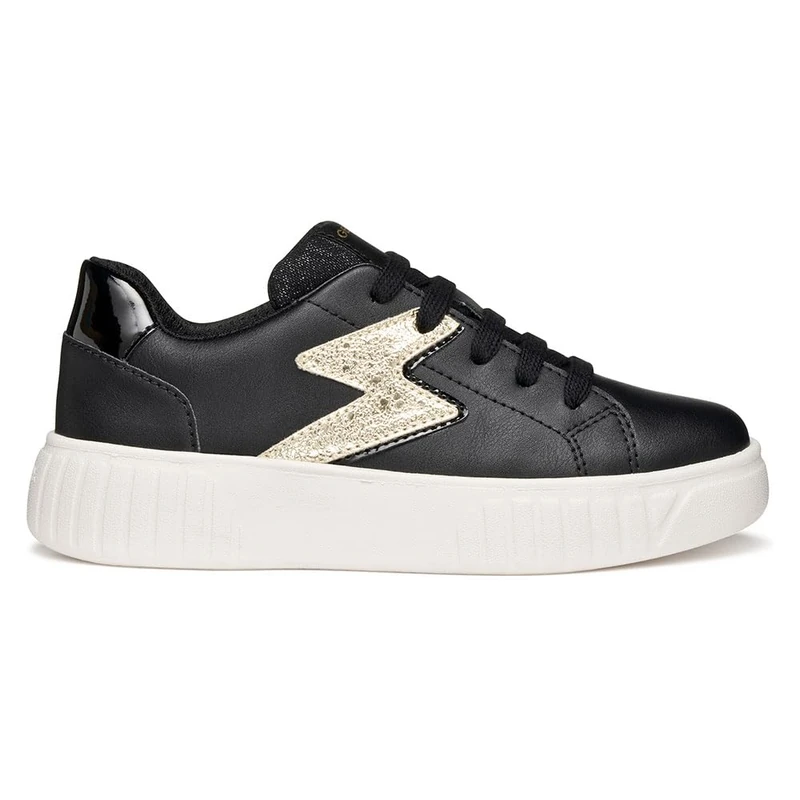Geox J MIKIROSHI Girl Sneaker, Black/LT Gold, 11 UK Child - Image 1