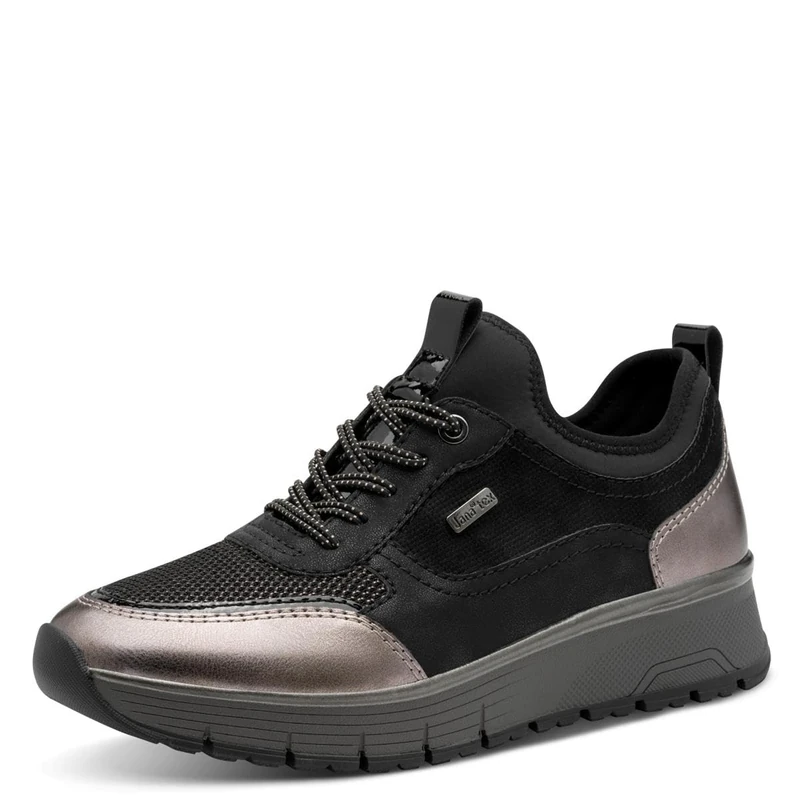 Jana Women’s Flat Sneakers Sporty Vegan, Black, 6,5 UK