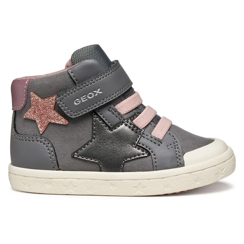 Geox Baby B GISLI Girl Sneaker, Grey/Pink, 3.5 UK Child
