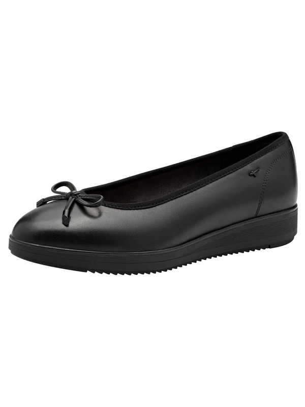 Tamaris Comfort Women’s Leather Ballerinas with Bow, Black, 6 UK - Image 1