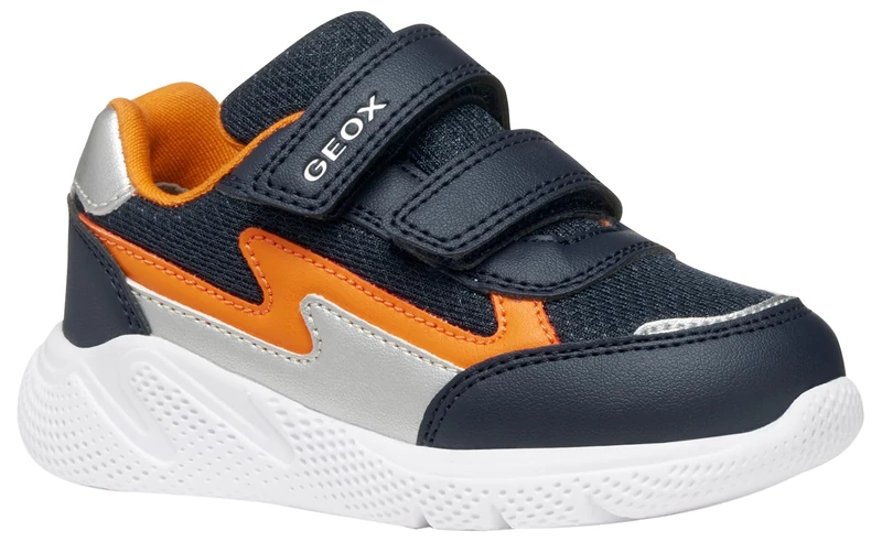 Geox Baby B SPRINTYE BOY Sneaker, Navy/Orange, 7 UK Child