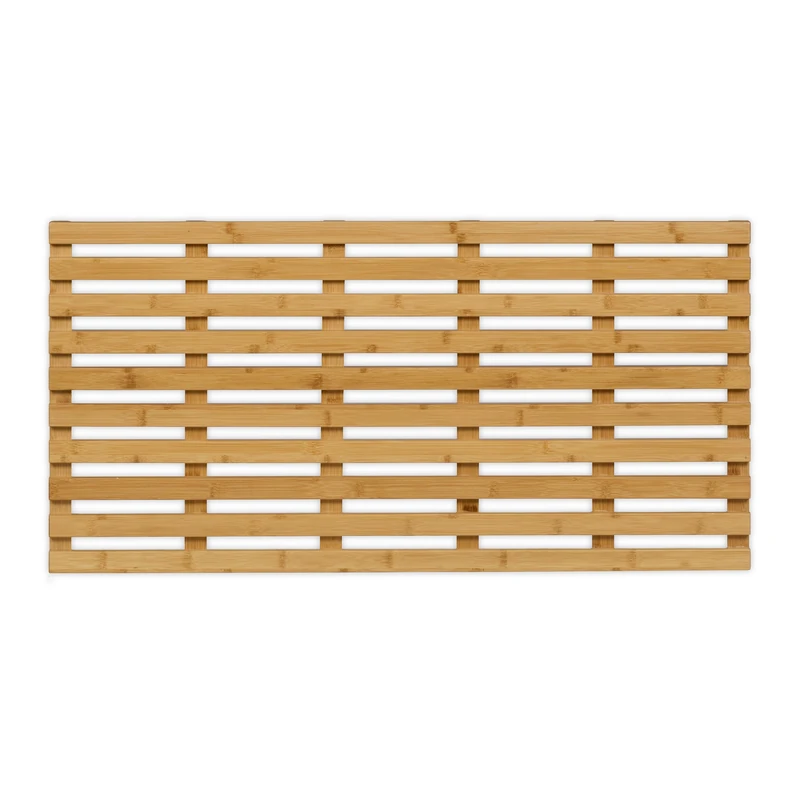 Relaxdays Bamboo Bath Mat, 100 x 50 cm, Non-Slip, for Bathtub, Shower & Sauna, Indoor & Outdoor, Slatted Board, Natural