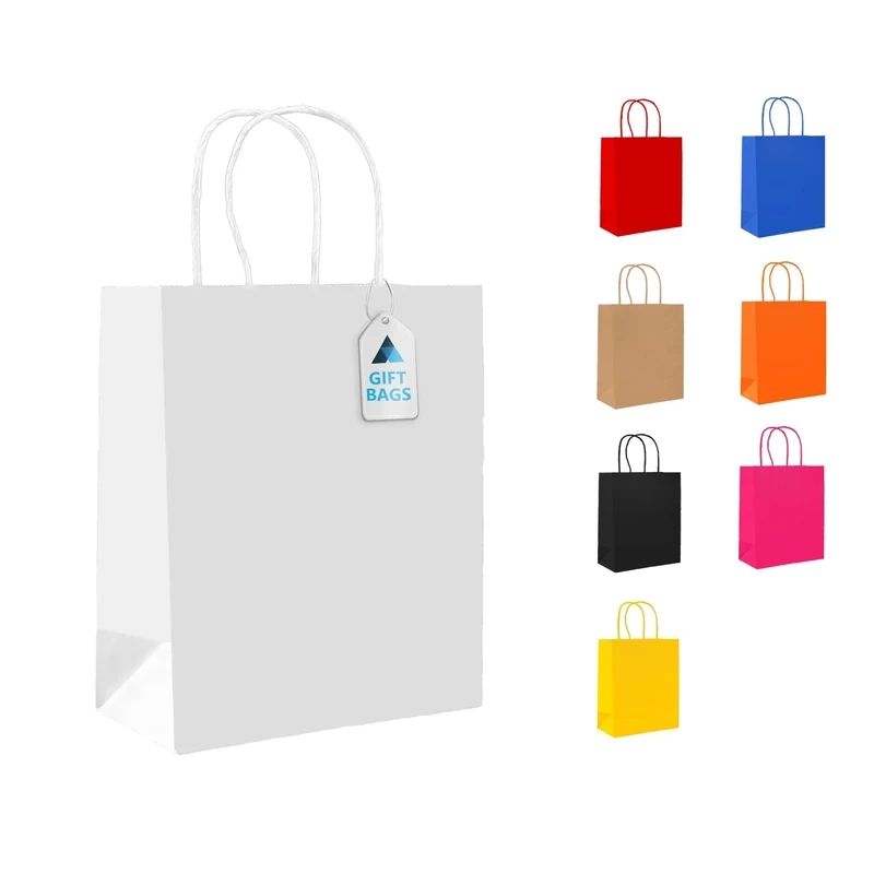 Nationwide Paper Case of 500 Small White Paper Bags, Party Bags with Twist Handles, Gift bag DIY and Sweet bags (18x9x22cm)