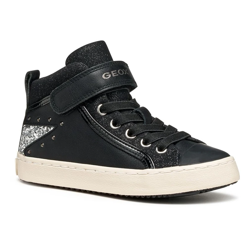 Geox Junior J Kalispera Girl Sneakers, Black/Dk Silver, 26 EU