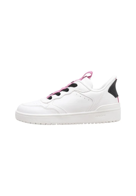 Geox Girls J Washiba Fast in Gi Sneaker, White Fuchsia, 10 UK Child