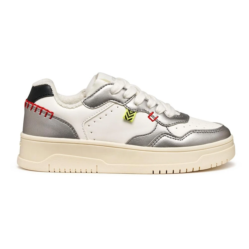 Geox Junior J Lestrella Girl Sneakers, Dk Silver/White, 37 EU