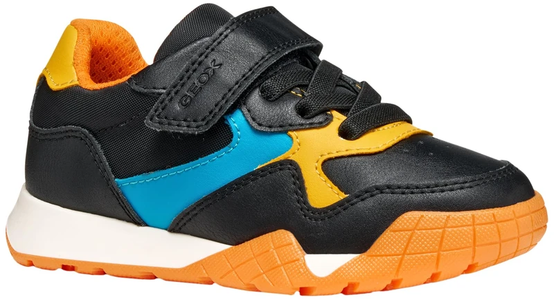 Geox Junior J Rann-E Boy Sneakers, Black/Watersea, 32 EU