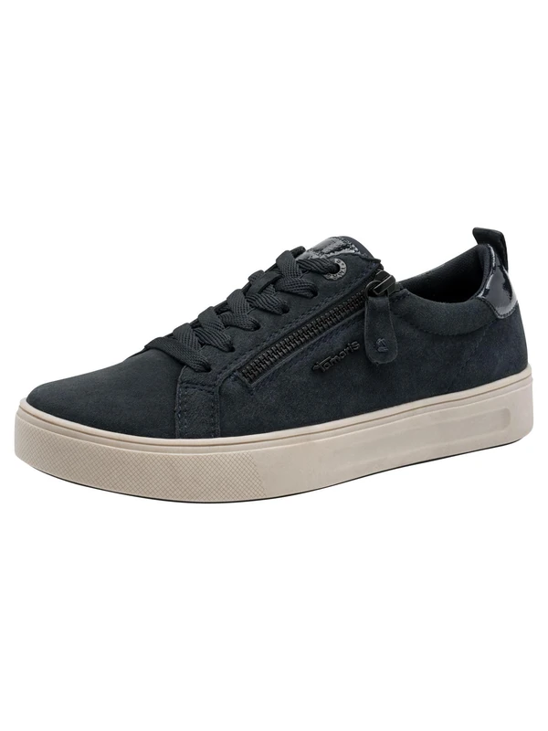 Tamaris Comfort Women’s Flat Sneakers with Zip Casual, Navy Suede, 6 UK