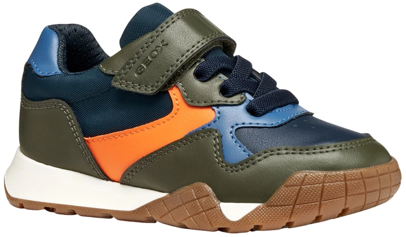 Geox Junior J Rann-E Boy Sneakers, Military/Orange, 27 EU
