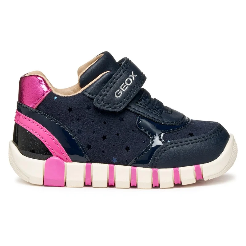 Geox Baby B IUPIDOO Girl First Walker Shoe, Navy/Fuchsia, 7 UK Child