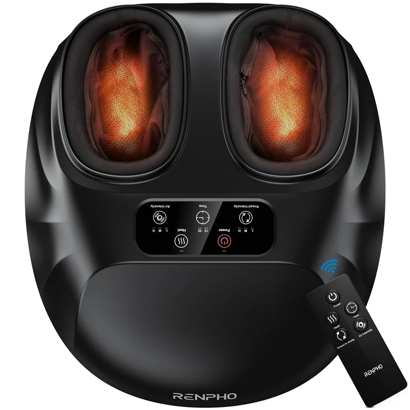 RENPHO Foot Massager with Heat, Electric Shiatsu Kneading Foot Massager with Wireless Control, Relieve Plantar Fasciitis and Tired Muscles, Christmas Gifts for Women Man, Fits Men Size Up to 14