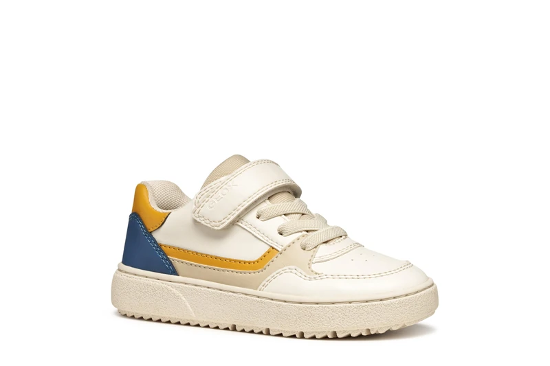 Geox J THELEVEN BOY Sneaker, LT Ivory/DK Yellow, 11 UK Child