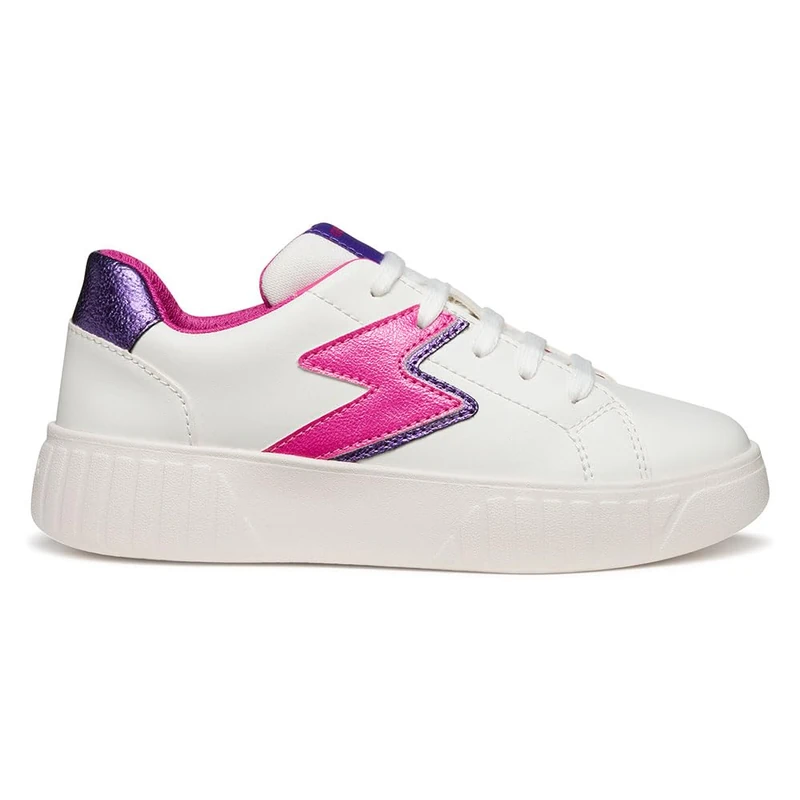 Geox Girls J Mikiroshi Sneaker, White Fuchsia, 6 UK