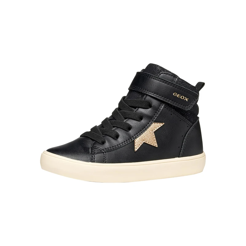 Geox J GISLI Girl Sneaker, Black/Champagne, 7.5 UK Child