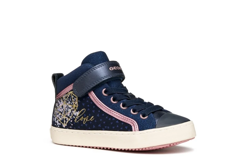 Geox Junior J Kalispera Girl Sneakers, Navy/Dk Rose, 30 EU