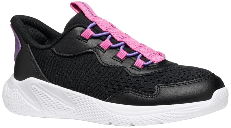 Geox Junior J Sprintye Fast in Girl Sneakers, Black/Fuchsia, 34 EU