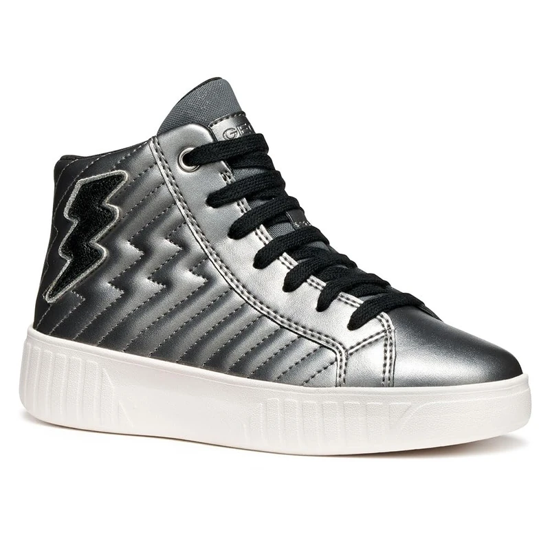Geox J MIKIROSHI Girl Sneaker, DK Silver, 12.5 UK