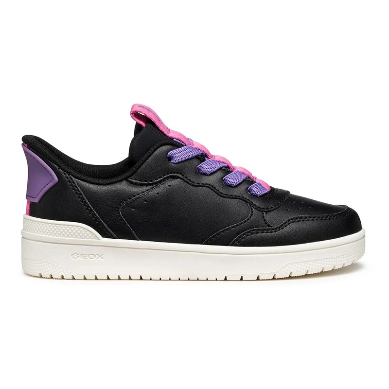 Geox Girls J Washiba Fast in Gi Sneaker, Black Fuchsia, 1.5 UK