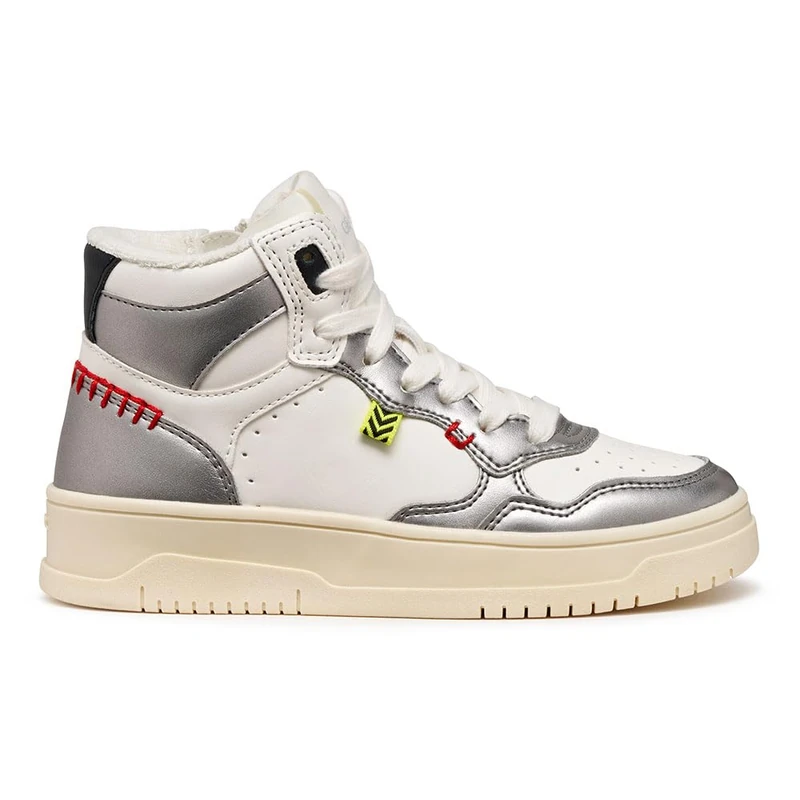 Geox Junior J Lestrella Girl Sneakers, Dk Silver/White, 32 EU