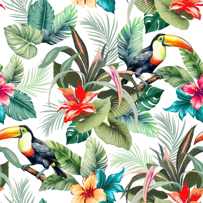 Douceur d'Intérieur, Tablecloth (RLX 1.4 m x 20 m) Toucana White Printed PVC