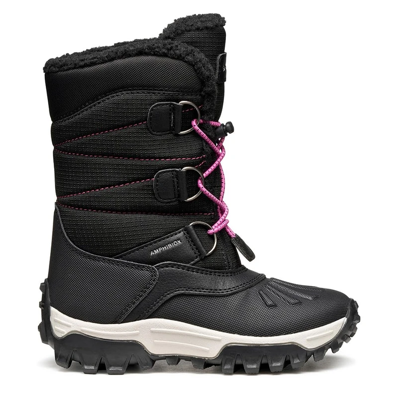 Geox Girls J Himalaya Girl B AbSnow Boot, Black fuchsia, 6.5 UK