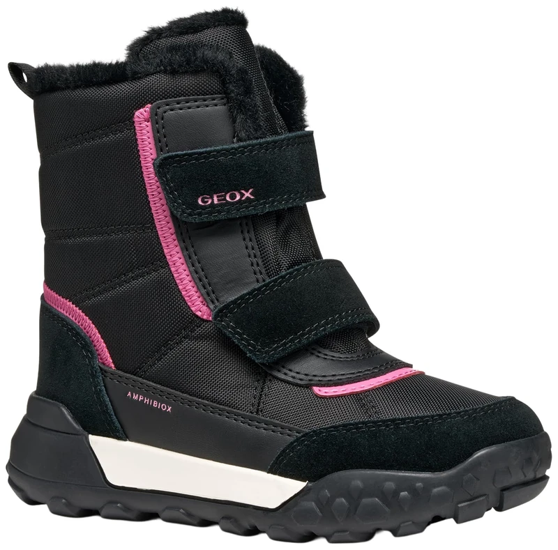 Geox Girls' J Trekkyup Girl B Ab Ankle Boot, Black fuchsia, 3 UK