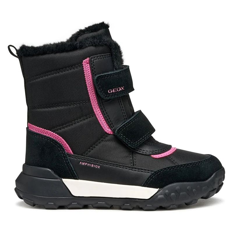 Geox Girls' J Trekkyup Girl B Ab Ankle Boot, Black fuchsia, 11 UK