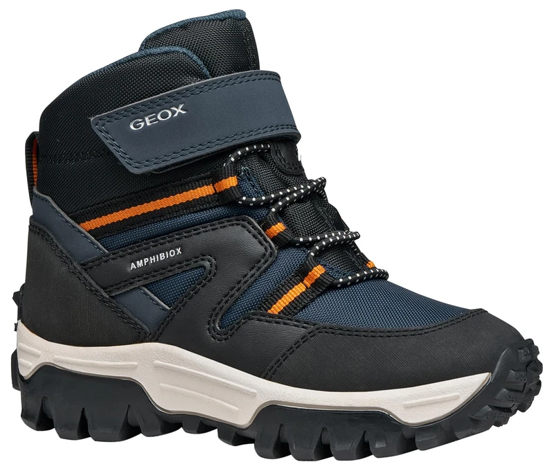 Geox Boys J Himalaya Boy B ABX Ankle Boots, Navy Orange, 4 UK